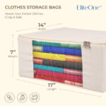 EliteOne Cotton Canvas Clothes Storage Bags with Zip & Window (17x14x7 inches)(Pack of 3 Bags) - Image 2