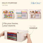 EliteOne Cotton Canvas Clothes Storage Bags with Zip & Window (17x14x7 inches)(Pack of 3 Bags) - Image 5