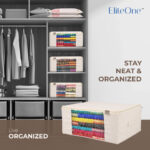 EliteOne Cotton Canvas Clothes Storage Bags with Zip & Window (17x14x7 inches)(Pack of 3 Bags) - Image 7