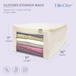 EliteOne Cotton Canvas Shirt Covers/Shirt Organizer for Wardrobe with Zip & Window 11 x 16 x 7 Inches, Pack of 3 - Image 2