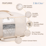 Extra Large Cotton Canvas Storage Bag 25x18x8 inch with Zipper, 4 Handles & Window for Sarees, Pillows, Blankets & Seasonal Clothes (Pack of 2) - Image 4