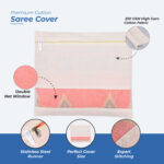 Cotton Saree Bags/Covers For Storage Set Of - 6 Big Size Single (16 X 14 Inches) With Zip Closure - Image 3